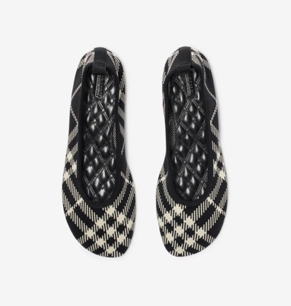 Burberry Baby Check Knit Ballet Flats Black Calico 9 US (39) IT 8096867 NWT $655